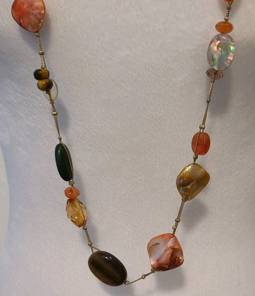 VTG Lia Sophia Bohemian Semi Precious & Glass Bead Necklace 38″ Long 0636