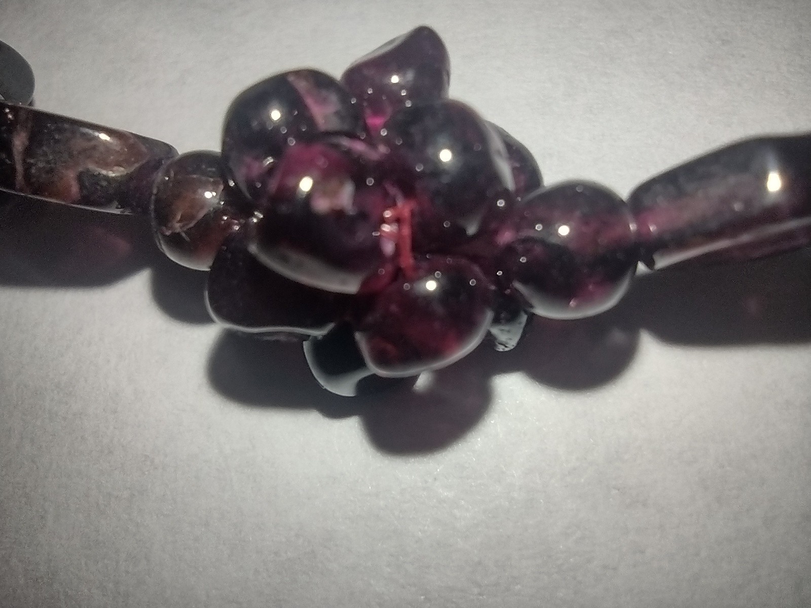 Vintage Bohemian Garnet Necklace With Repeating Floral Cluster Design