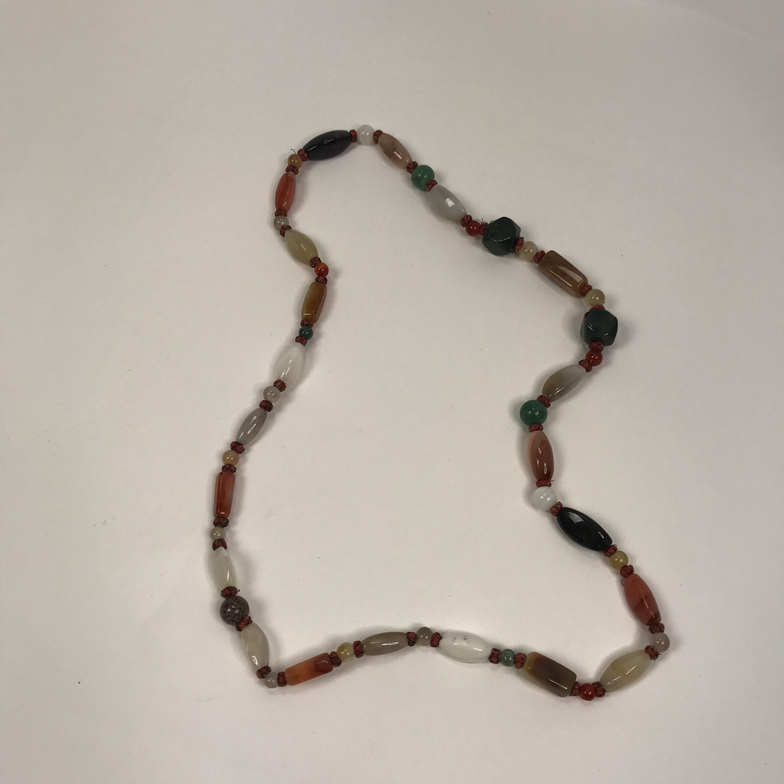 Vintage Necklace Polished GemStone beads Boho Earth tones hippy 60s 70s