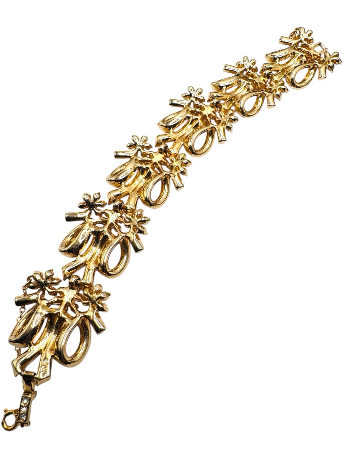 Vintage ORA Topaz Baguette Rhinestone Bracelet Stunning Ribbons & Flowers