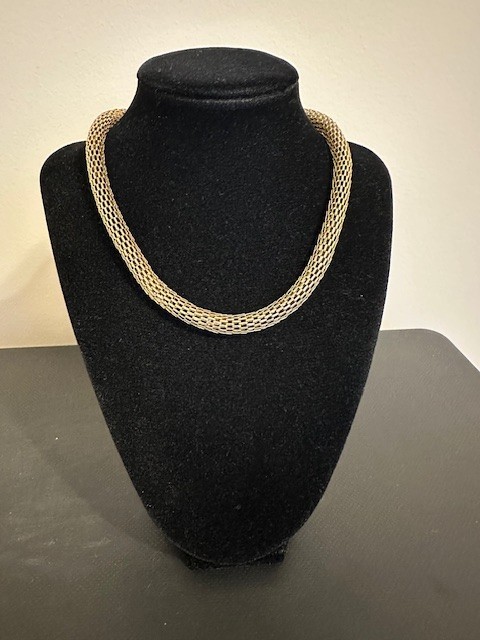 Vintage Chunky Link Mesh Chain Collar Necklace 16-18 ” Adjustable