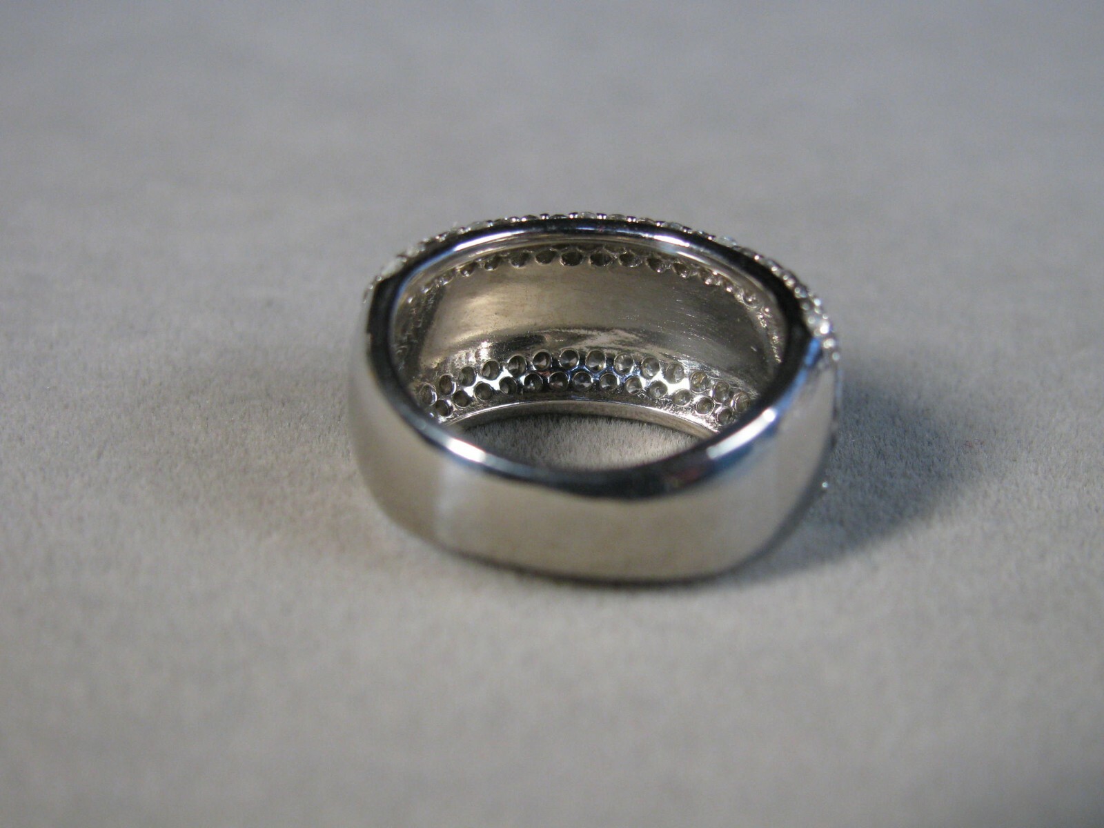Vintage Sterling Silver Chain Link Look W/ Encrusted CZs Ring 5.5g Size 5 #J3215