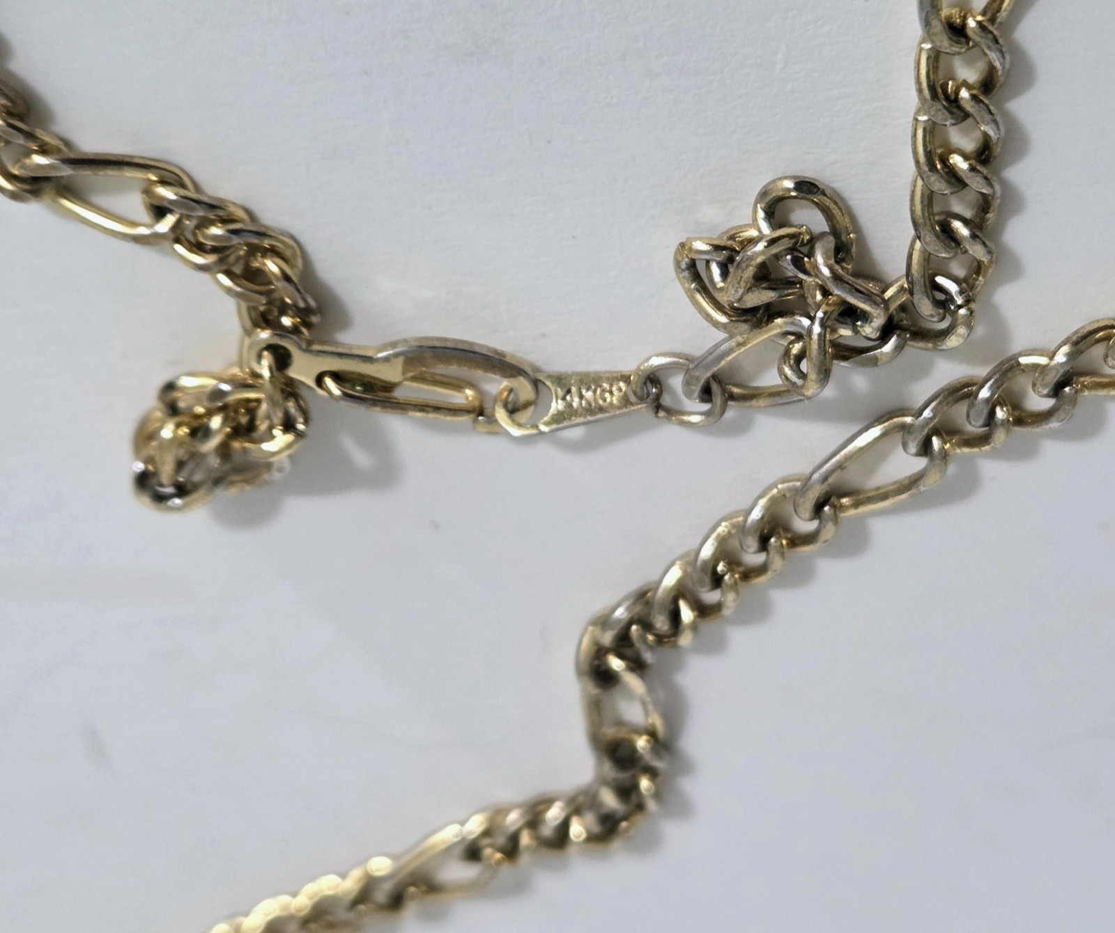 Vintage 14k GP Figaro Necklace Unisex Italian Style Unmarked Gold Tone 20″