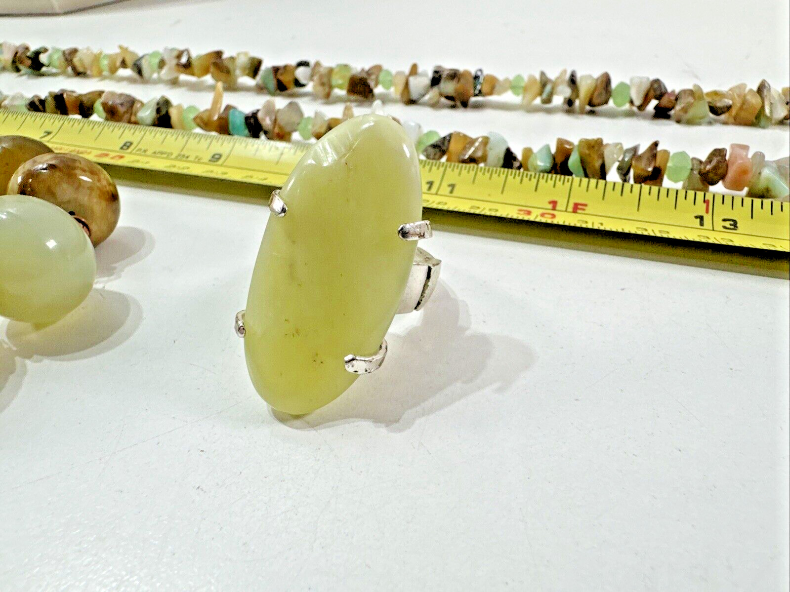 Beautiful Vintage Estate Lot 2x Beaded/Metal/STONES Necklaces &Stretchy Ring