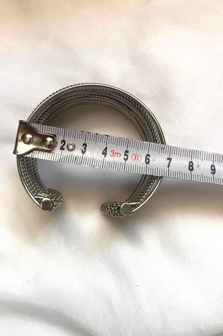 Vintage Cuff Wide Bracelet Chunky Statement Silver Tone
