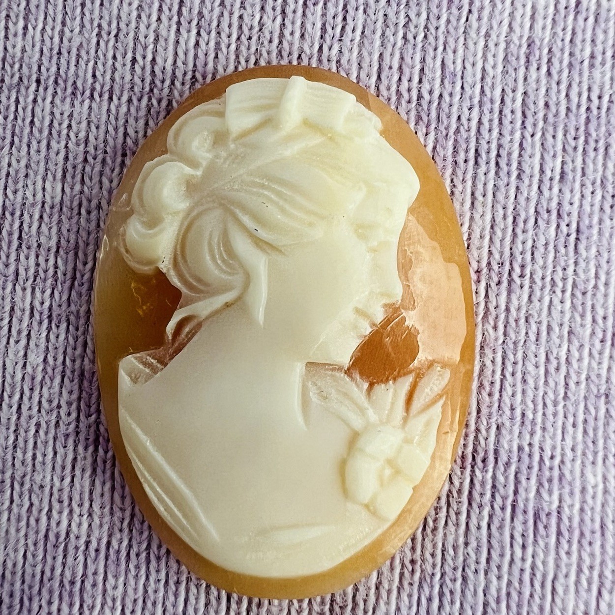 Vtg Hand Carved Shell Cameos (3) Loose Oval Lady Portrait Right Facing 3