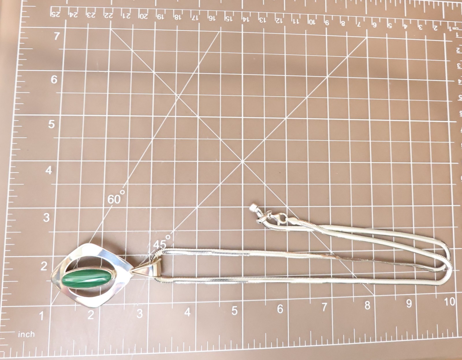 Dominique Dinouart pendant DDD malachite Milor 925 sterling silver omega chain