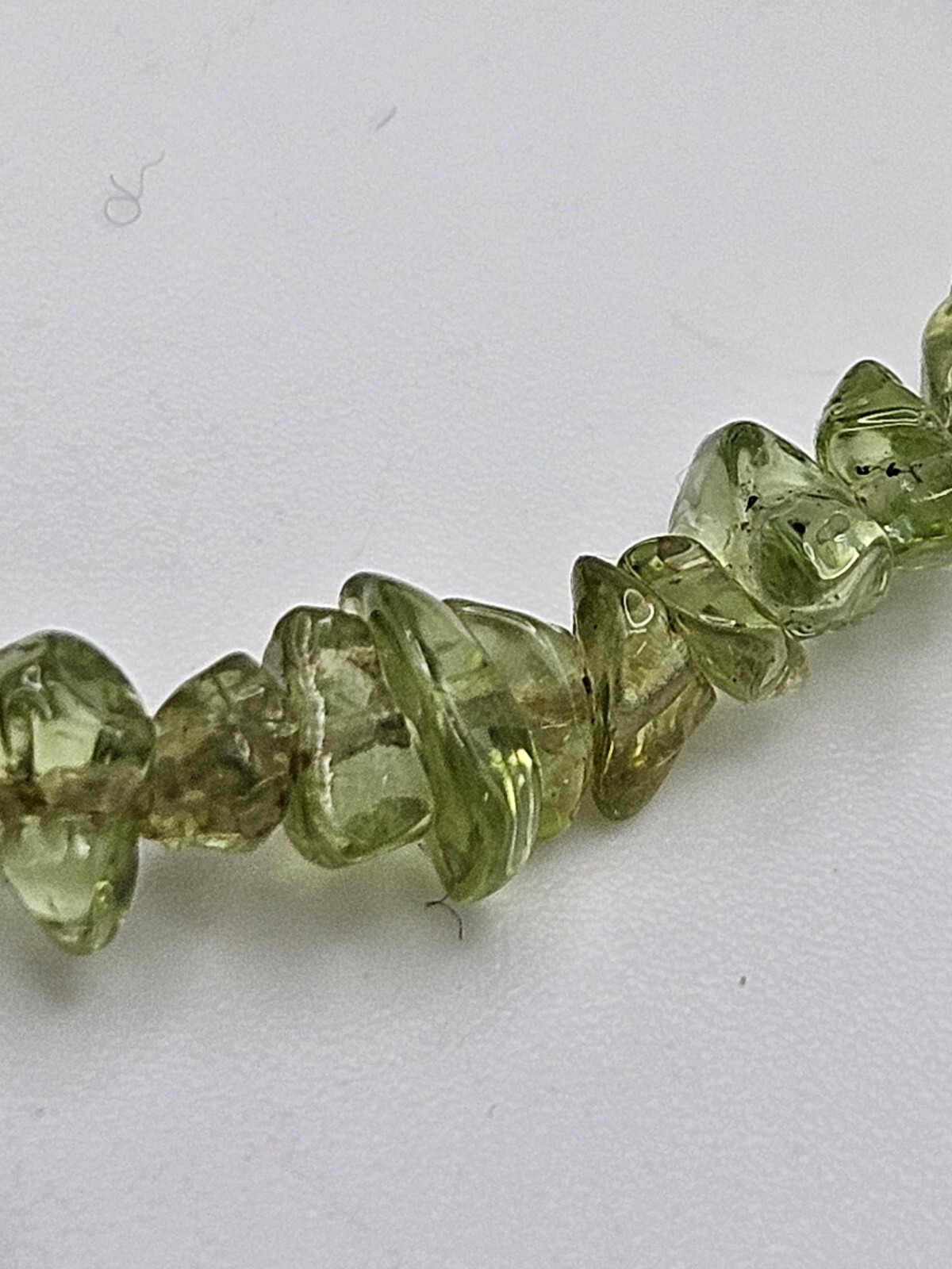 Vintage Sterling Silver Luck Small Charm Peridot Chip Bead Bracelet