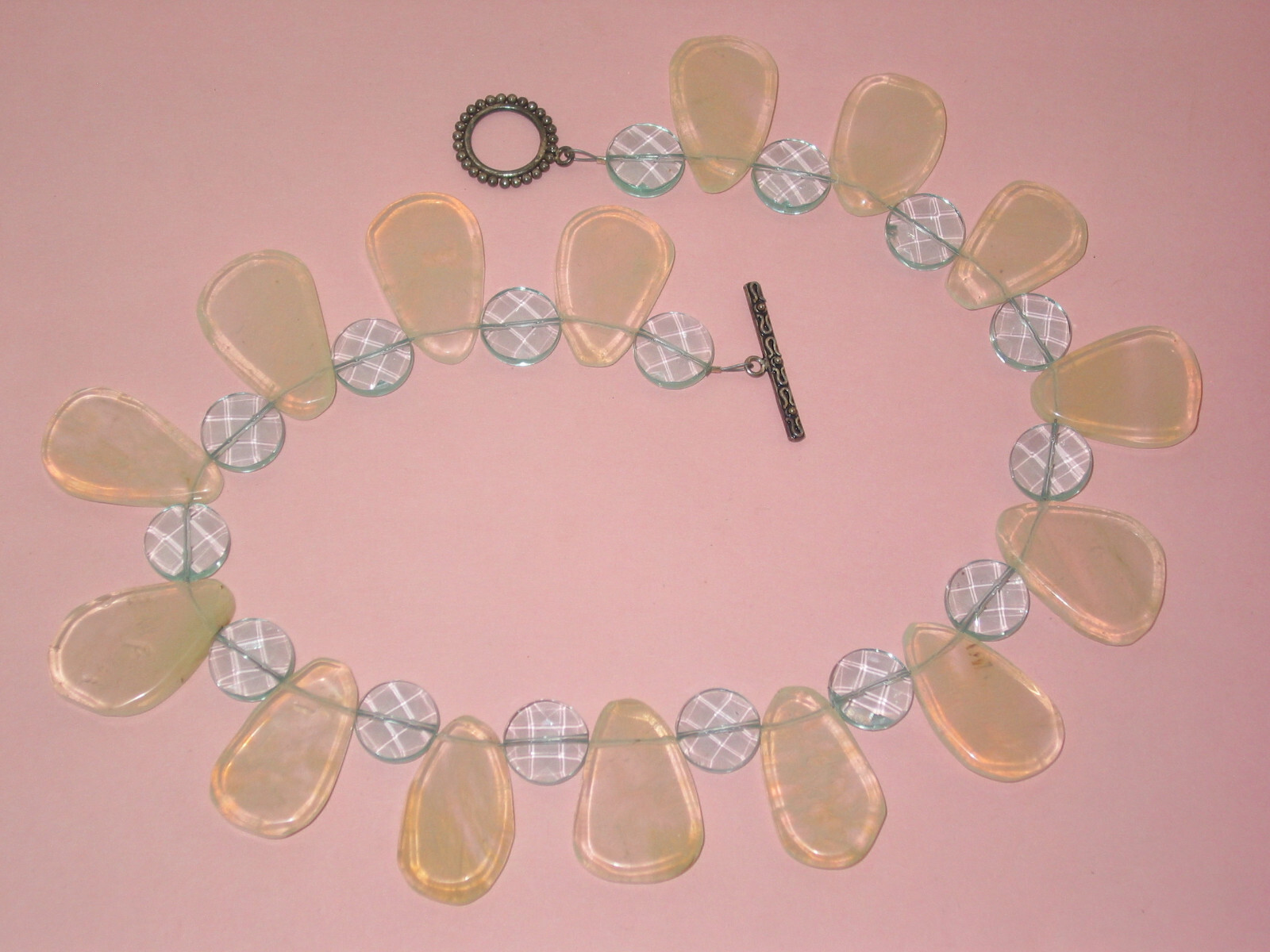 Elegant Hand Polished Crystal Necklace ~ Faceted Blue Spacers ~ Sterling Toggle