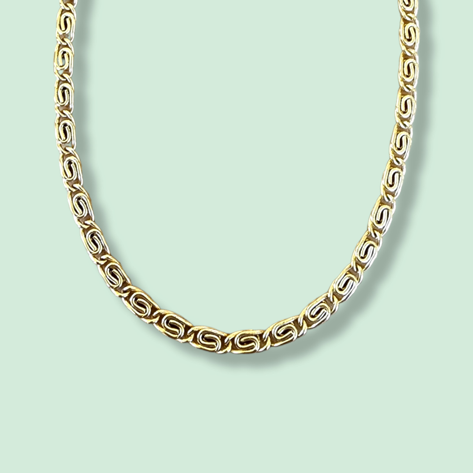 Vintage 18K Gold Plated Snail Chain Necklace (45 cm) – 1980’s – Made in UK