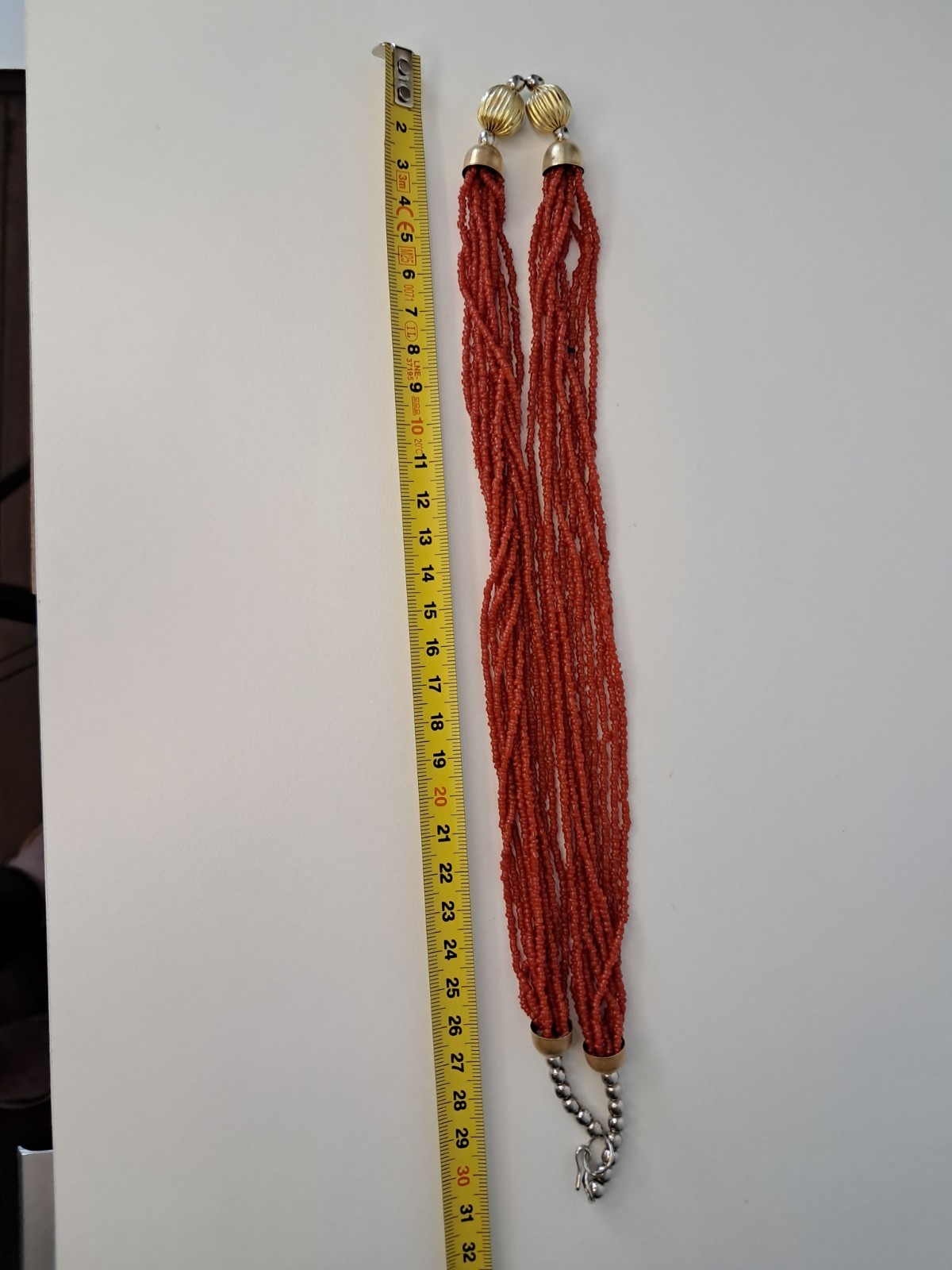 Boho Multi-Strand Red Coral Necklace Mediterranean Ethnic Style 40g