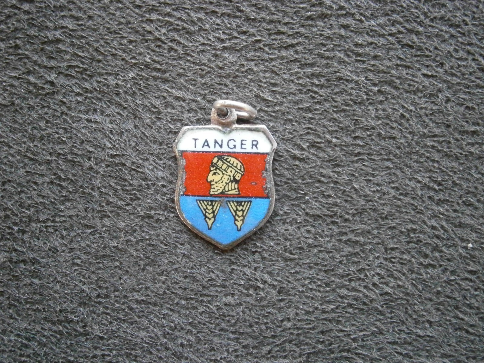 Tanger Tangier Morocco Vintage REU 800 Silver Enamel Travel Shield Charm