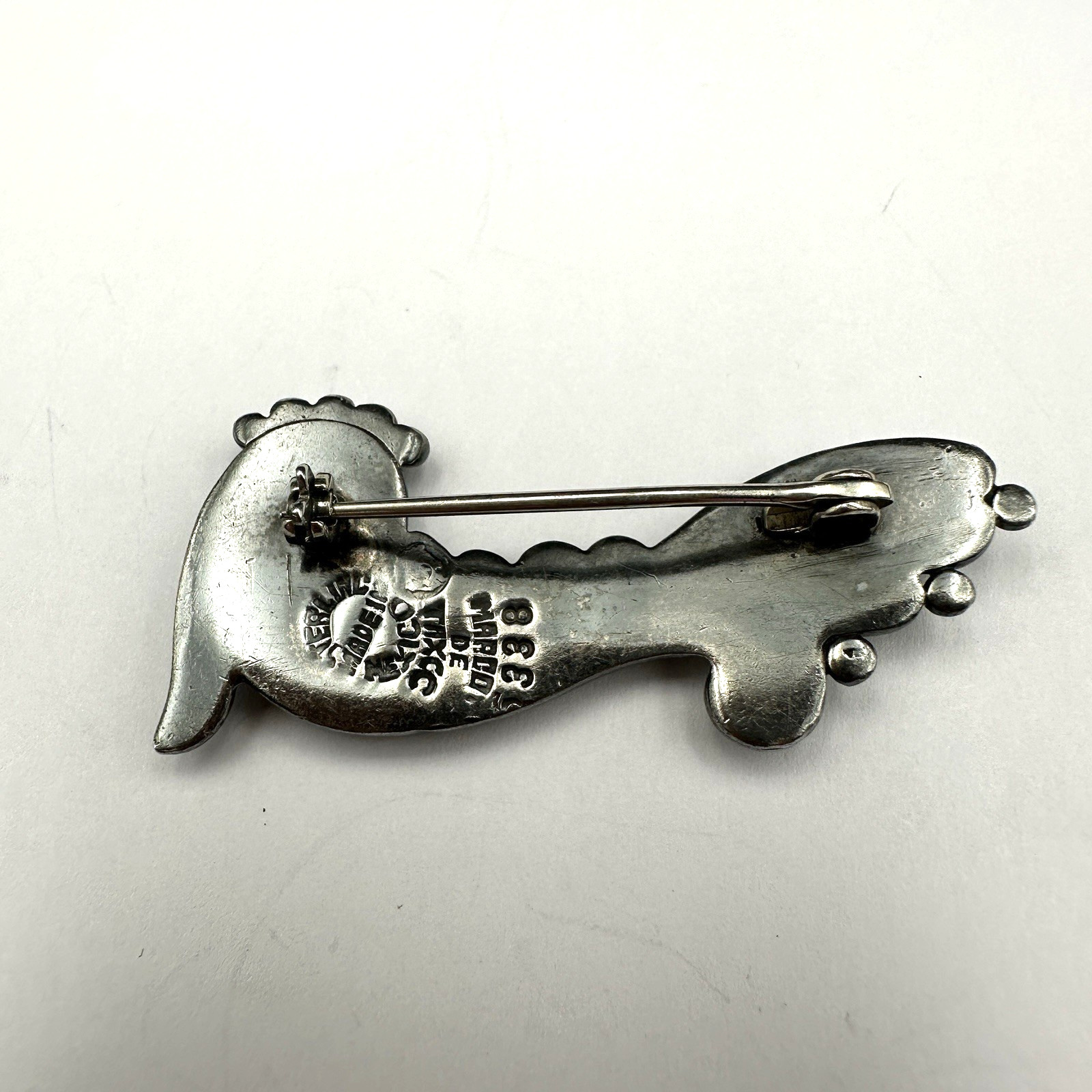 Vintage Margot De Taxco Sterling Brooch Signed #5338 Bird Fish Mermaid