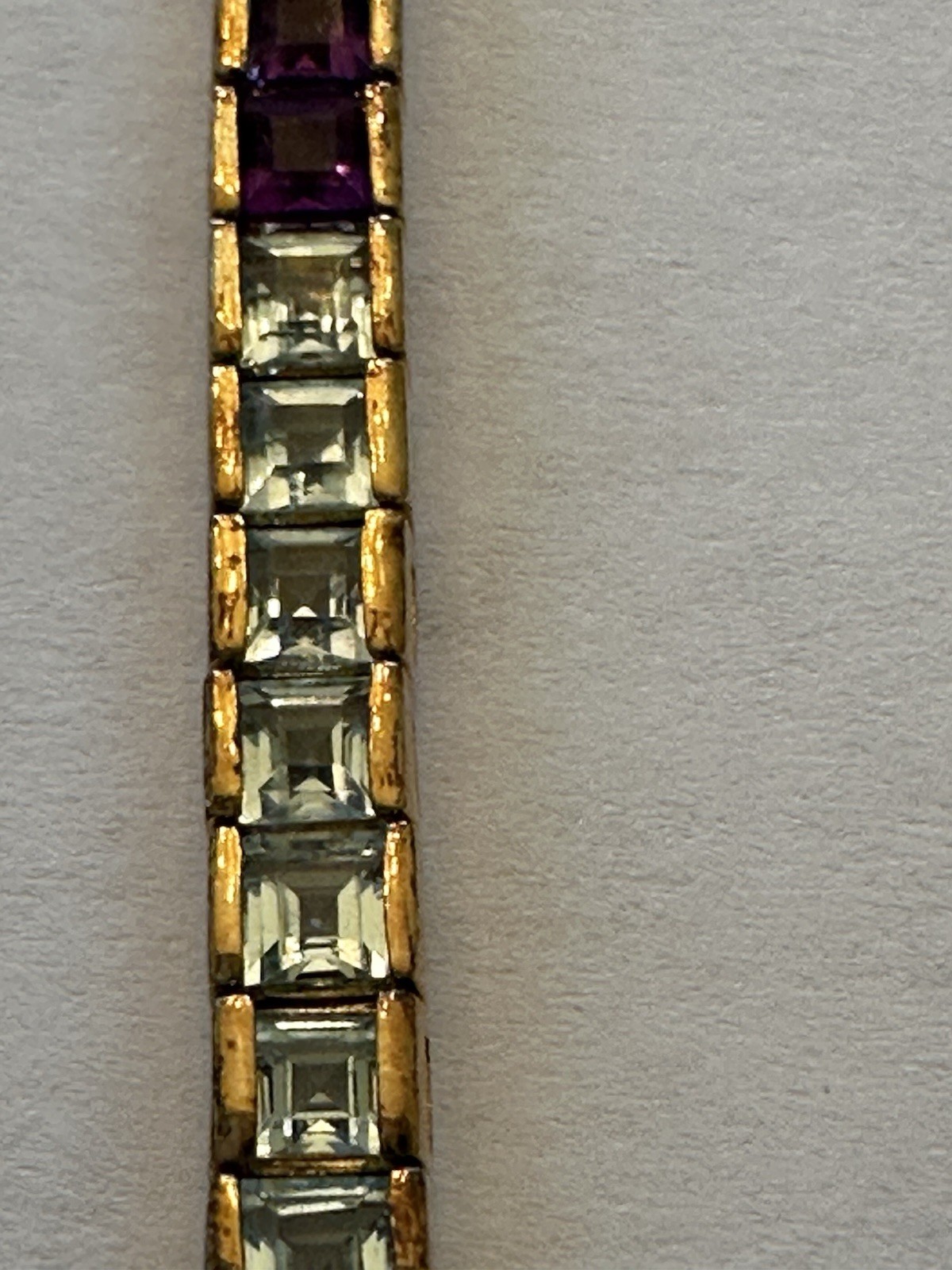 VTG Rainbow Tennis Bracelet Gold Toned Sterling 925/7.25” Long Multi-Colored