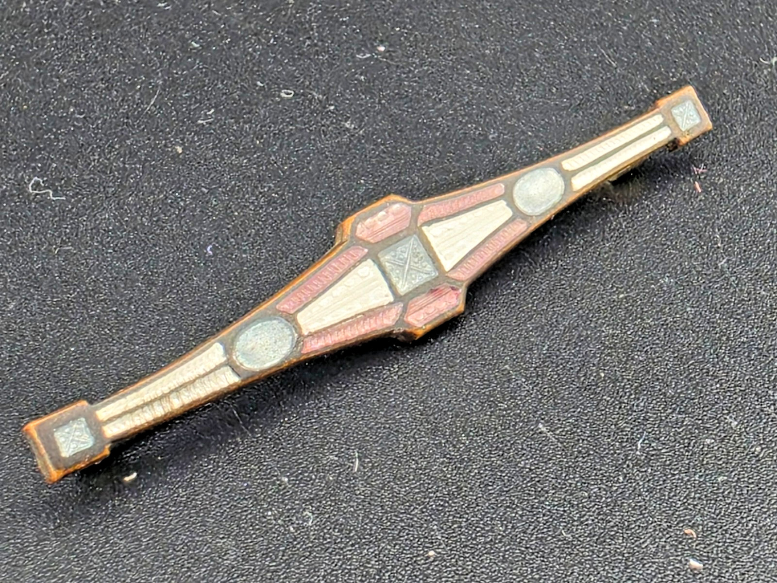 🤤Antique Art Deco Purple Blue Guilloche Enamel 2.25″ Bar Brooch Pin