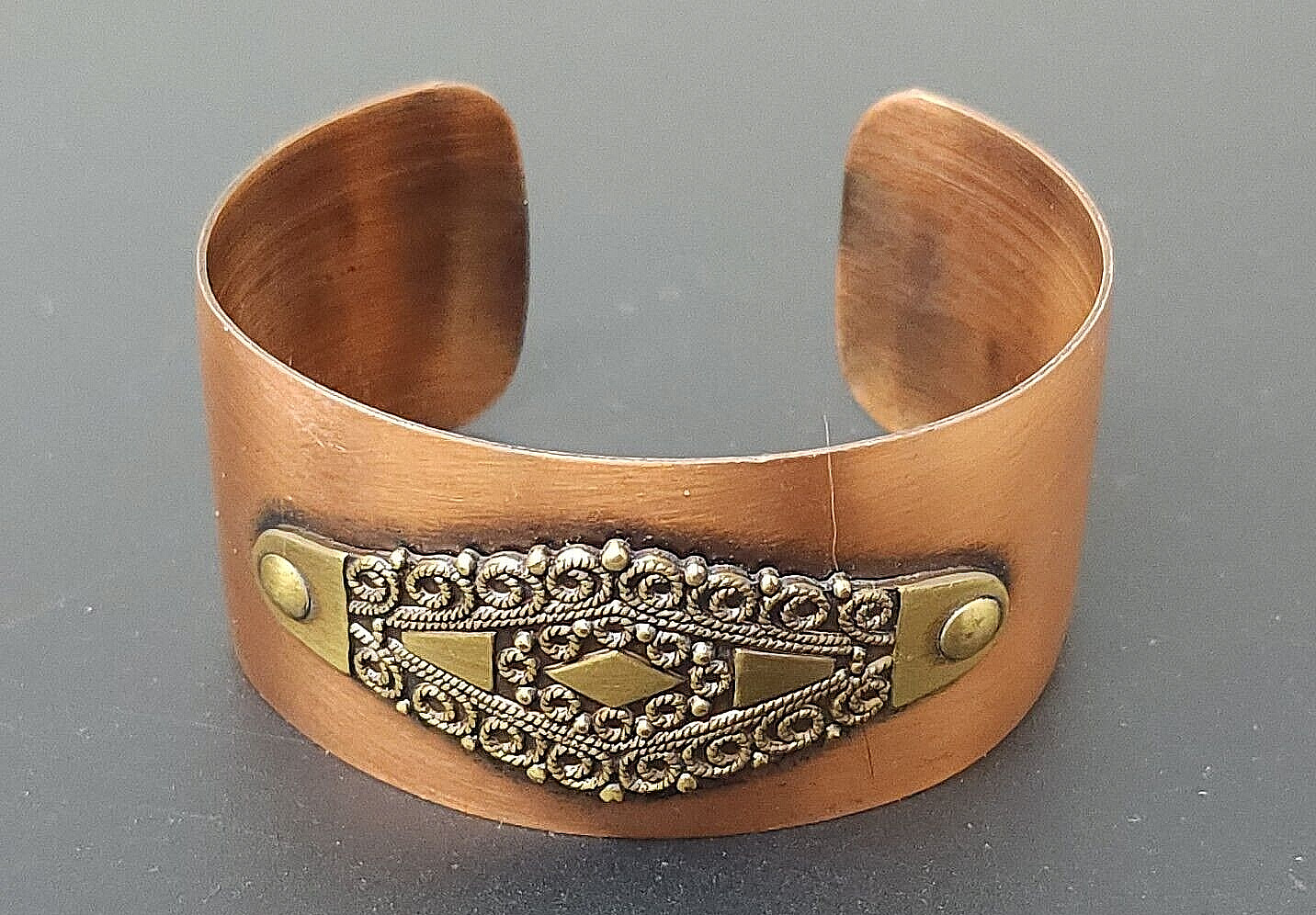 Vintage South Western Solid Copper Wide Cuff Bracelet