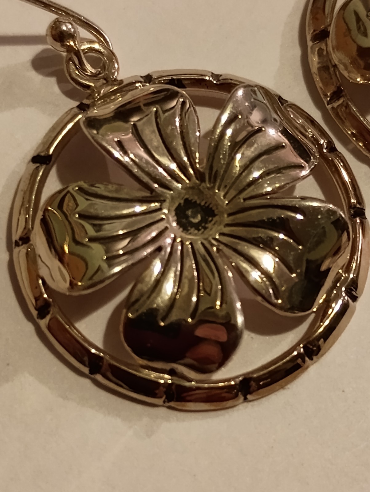 925 Sterling Silver ATI Mexico Round Flower Drop Dangle Hook Earrings! Beautiful