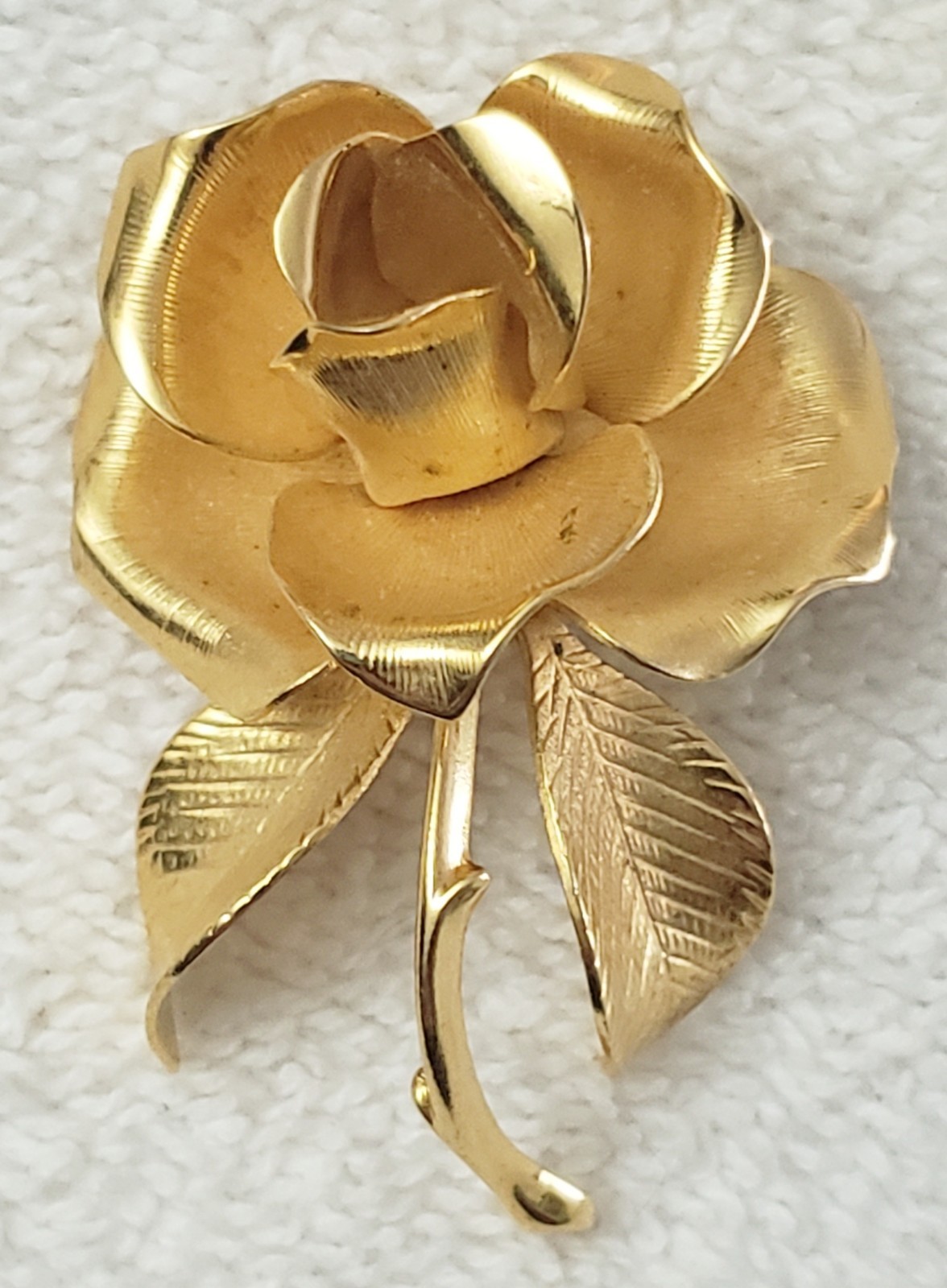 Vintage Cerrito 22kt Yellow Gold Plated Tone Rose Flower Brooch Pin, Signed