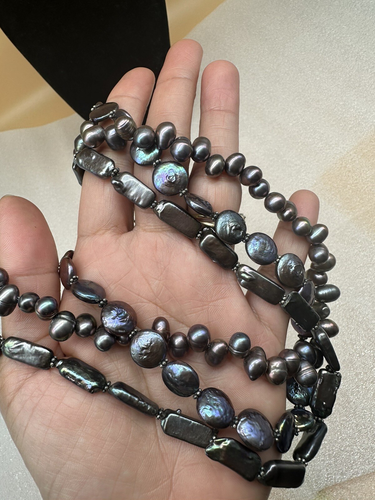 Vintage genuine pearls in different shapes And Tested Sterling Silver Chain