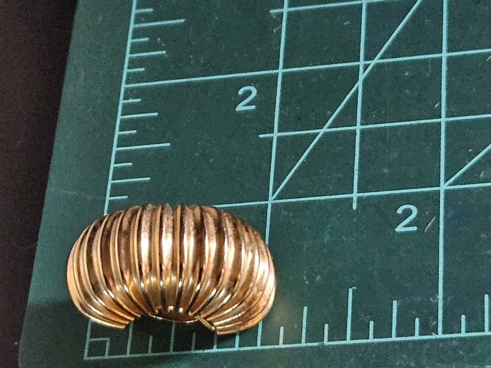 Vintage Gay Boyer Gold Tone Ribbed Dome Clip On Earrings Signed