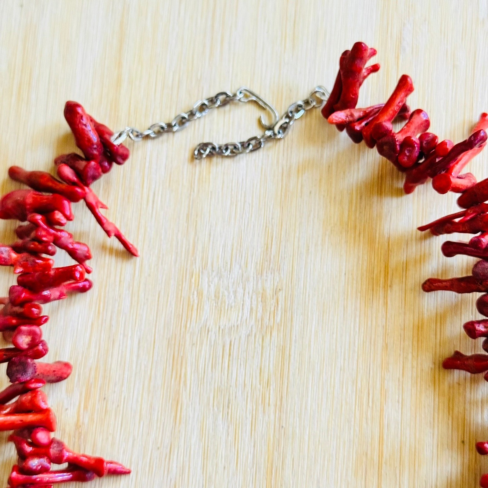 VTG Mediterranean Salmon Red Branch Coral Natural Necklace Genuine 19″ 48g Italy