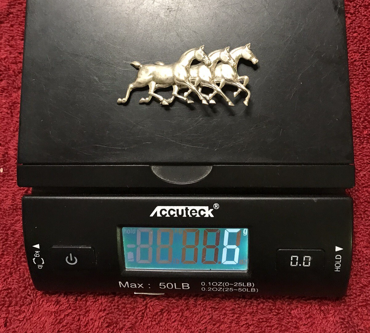 Vintage Sterling Silver 3 Galloping Horses Brooch Pin Running Horses Equestrian