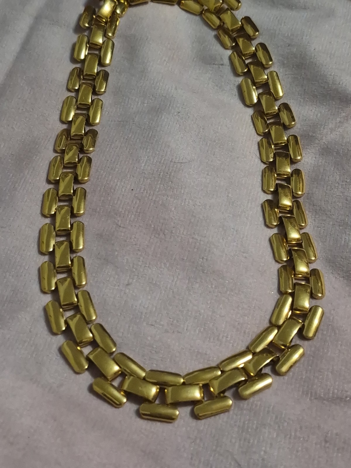 Signed Napier Gold Tone Square Link Chain Necklace Articulated Vintage