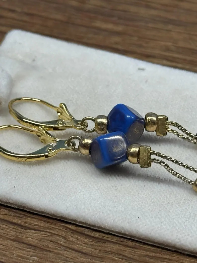 Earrings silver 925 natural coral Lapislazuli