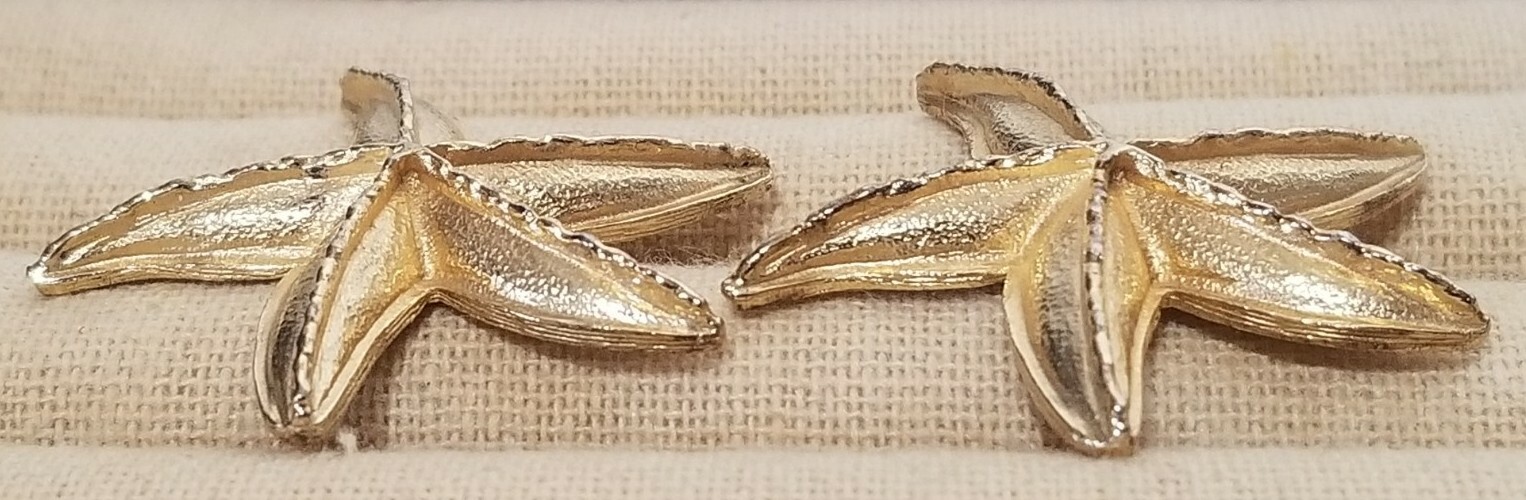 Vintage Gay Boyer Gold Starfish Clip on Earrings