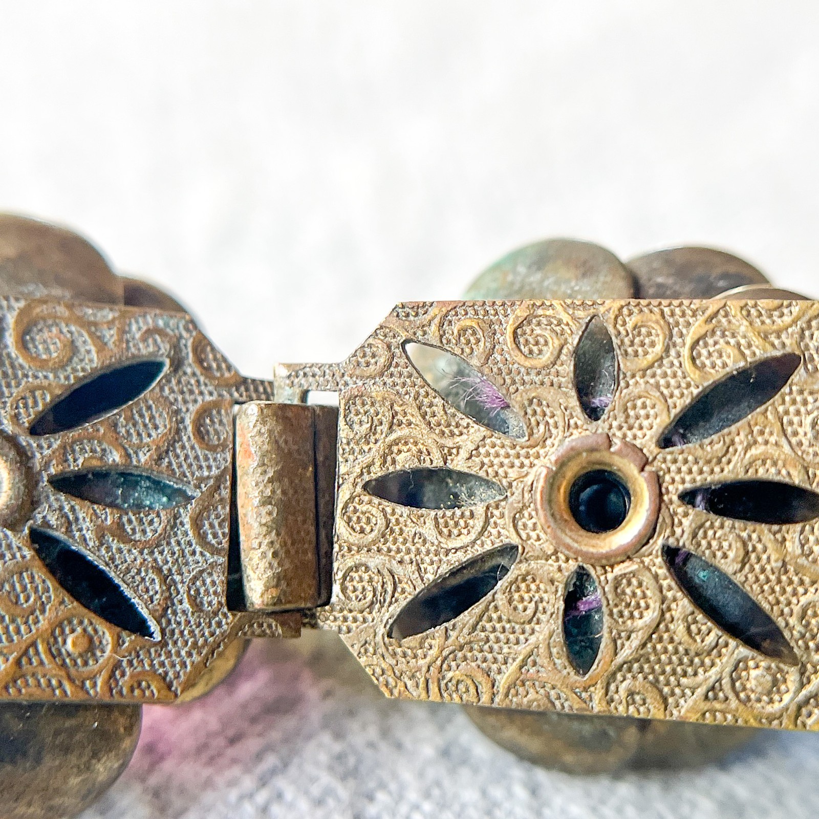 Vintage Art Glass Rainbow Bracelet Faceted Crystal Floral Brass Tone Czech Style