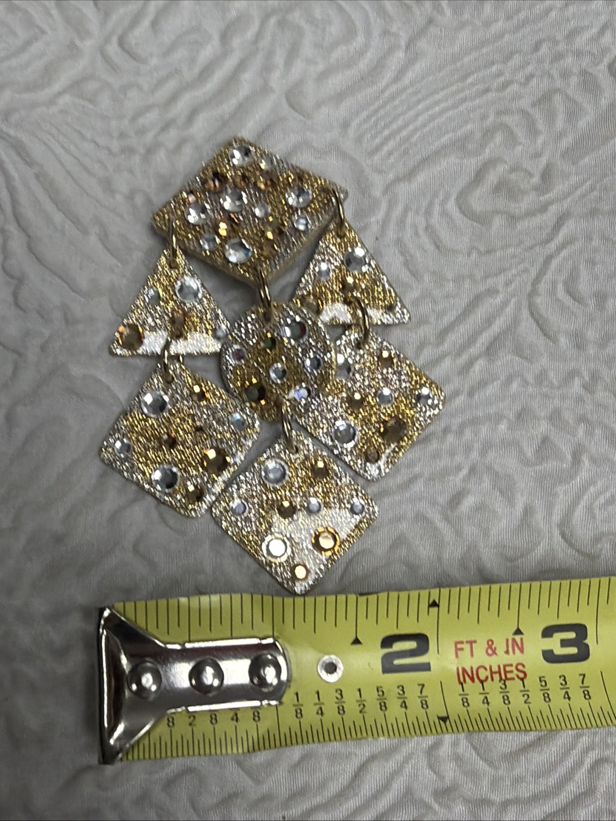 Vintage 1980s (2) MAM Retro Style Glitzy Chimes Clip Dangle Earrings Geometric