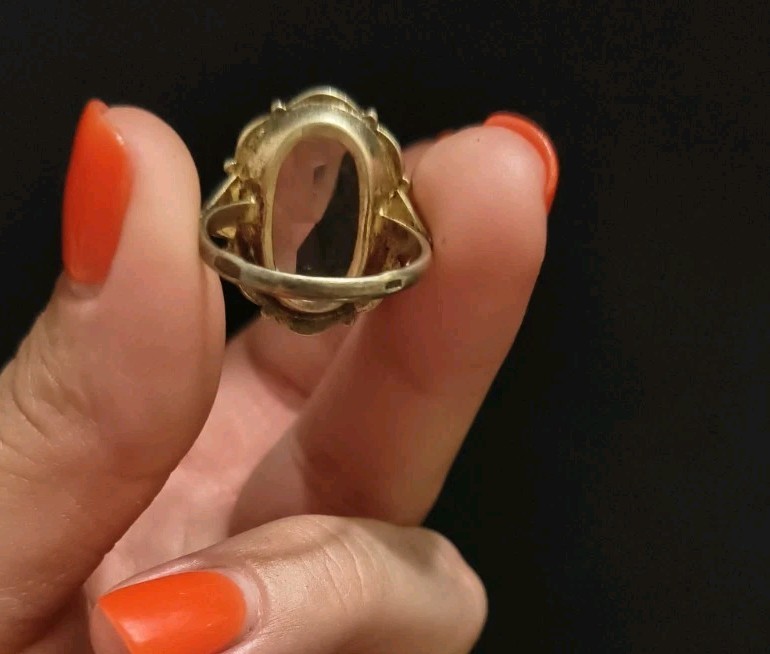Vintage Gilt Silver Engagement Ring 875 soviet Women’s Jewelry
