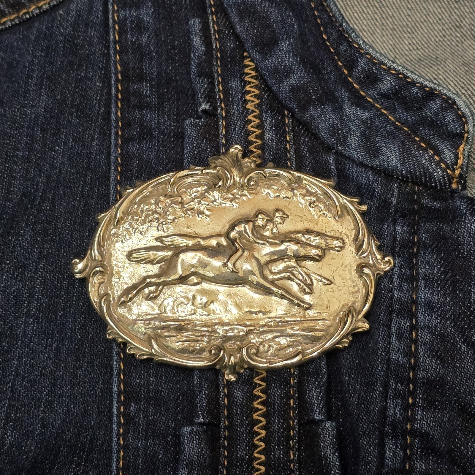 Large Statement Piece Vintage Silver Brooch Horse Derby Race Equestrian Kentucky