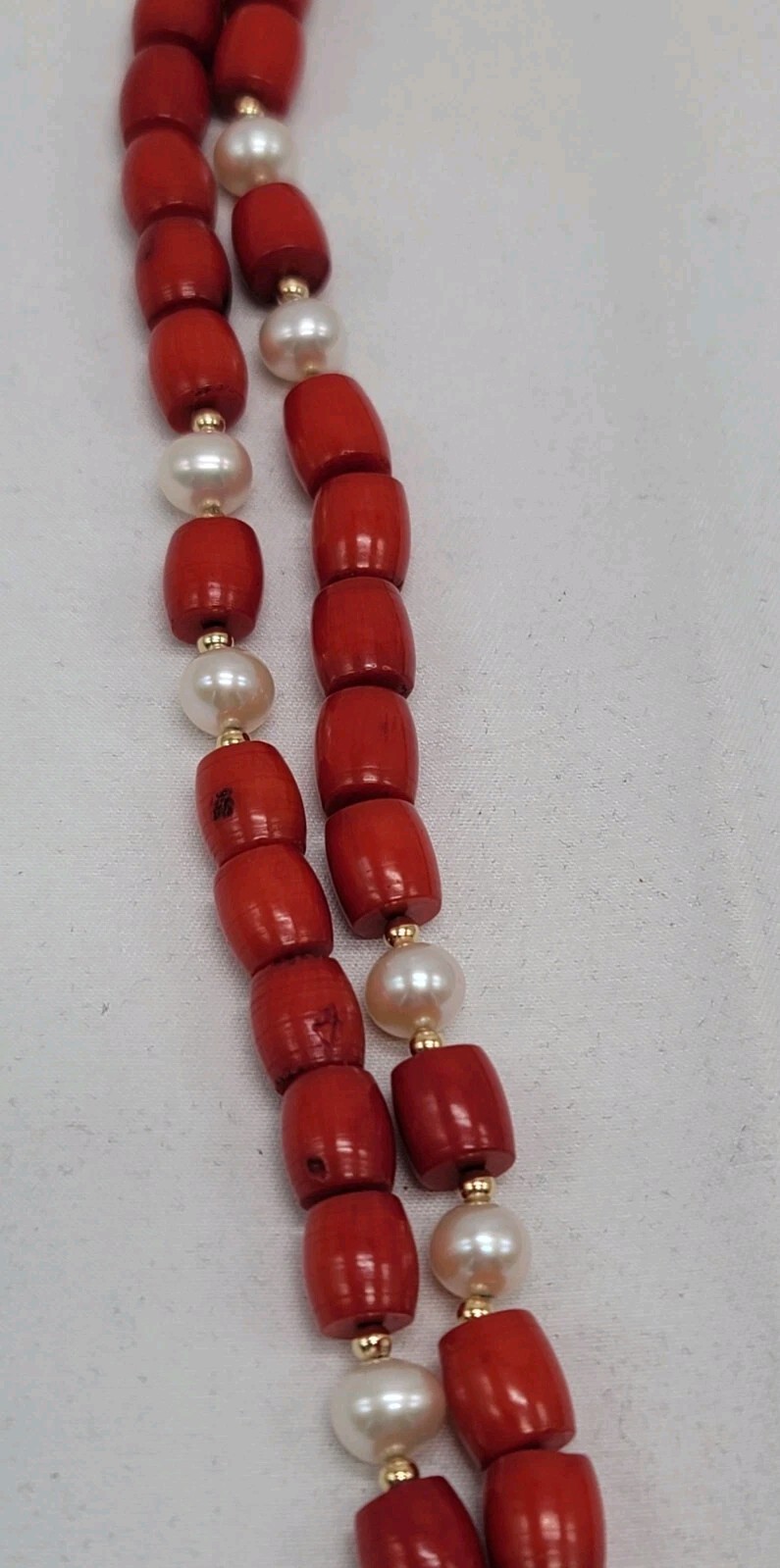 14K GSJ Necklace Pearl Red Coral Extra Long 49 Inches New In Box HSN JEWELRY