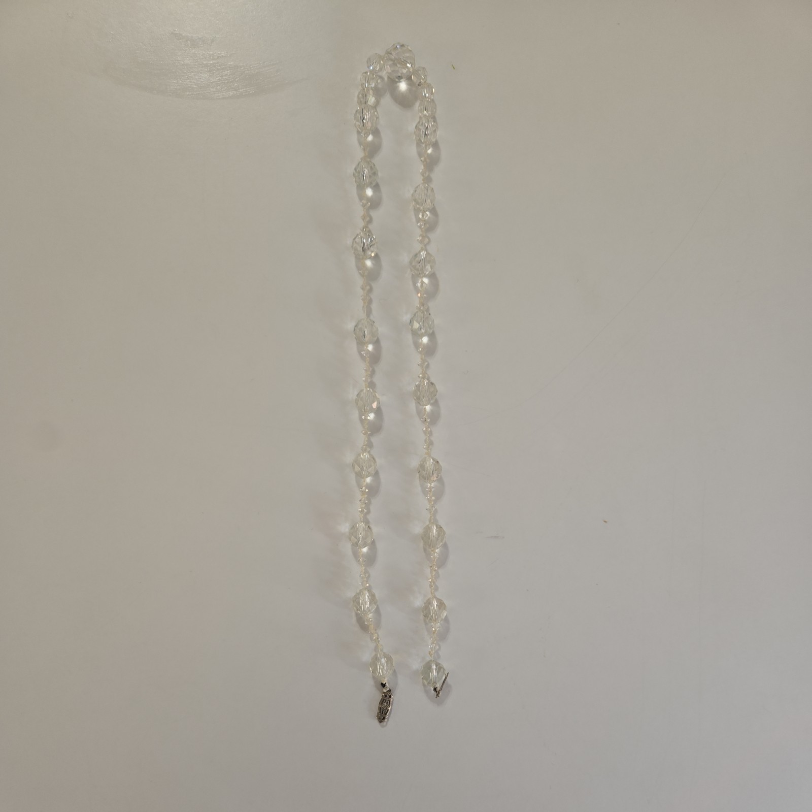 Antique Faceted Crystal Necklace 10KTS, 10K White Gold Clasp, 22 inch length