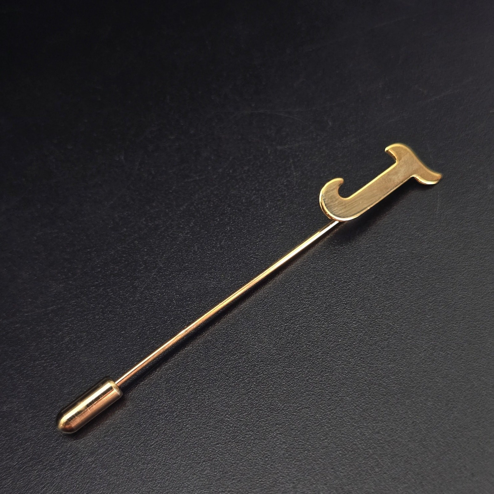 Vintage Gold Tone Letter J Initial Stick Pin Timeless Classic New Old Stock