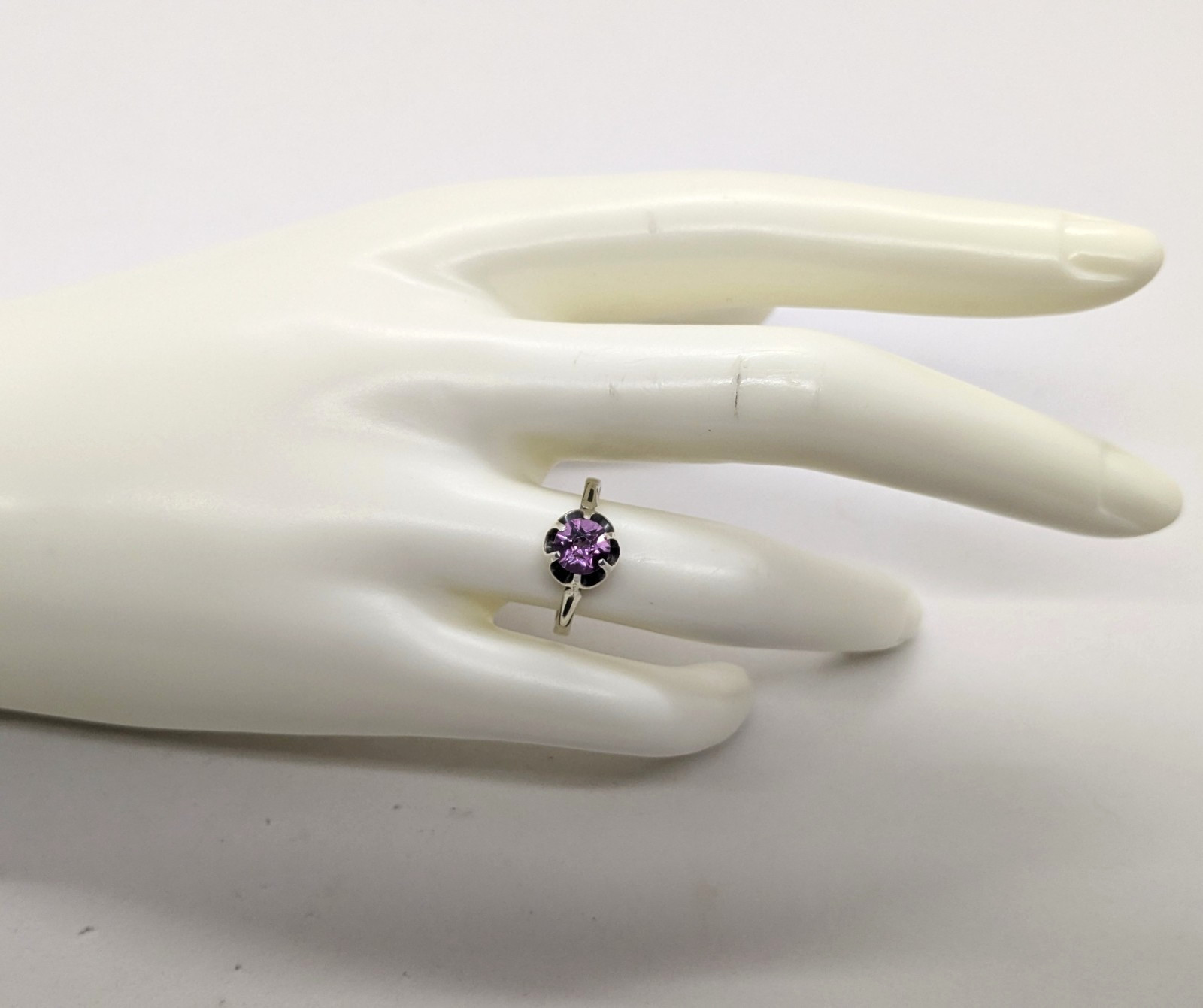 Vintage Soviet RING Silver⭐875 stamp Star with AMETHYST Stone -size: 7.25US| #11