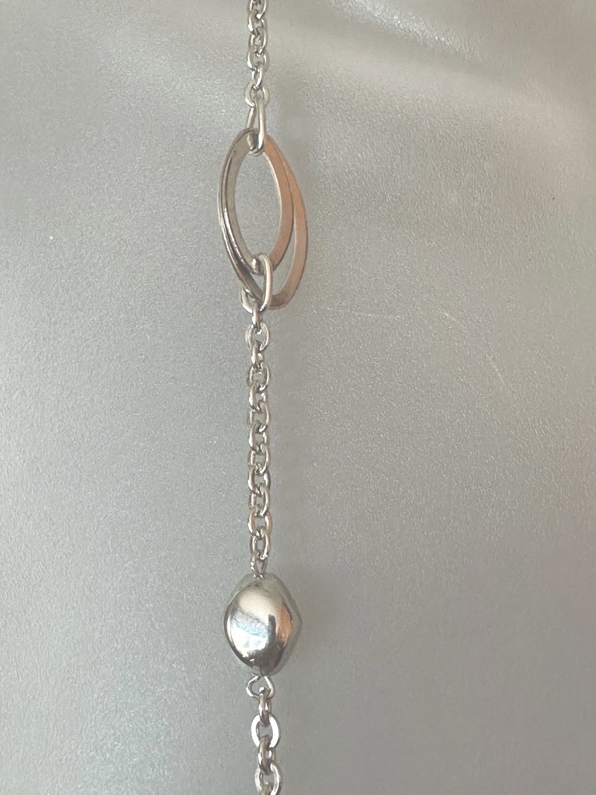 Vintage Shiny Silver Tone 35 “ end to end Necklace with Lobster Claw Clasp.