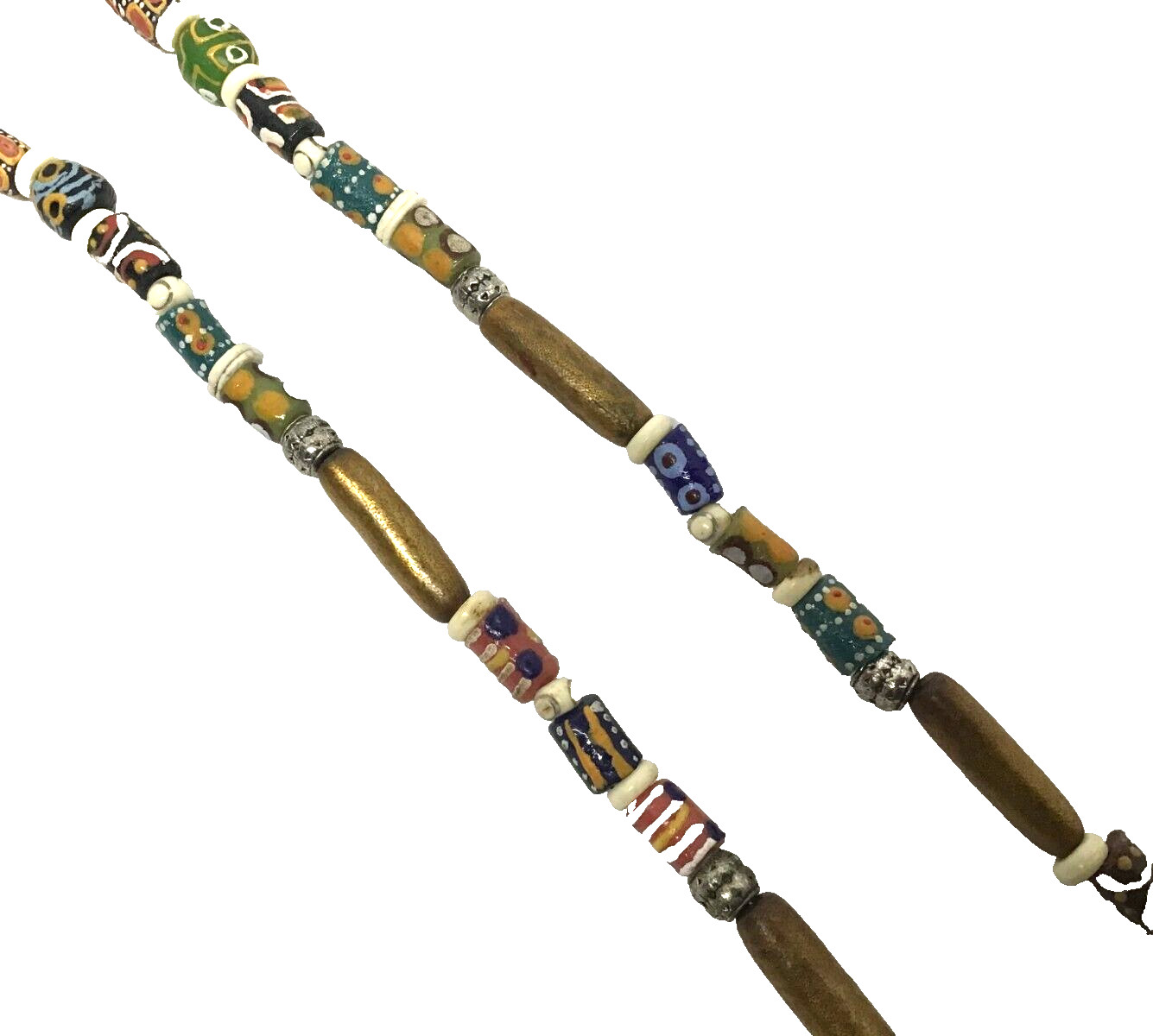 Ceramic Wood Hand Painted Vintage Boho Art 13 inch Necklace