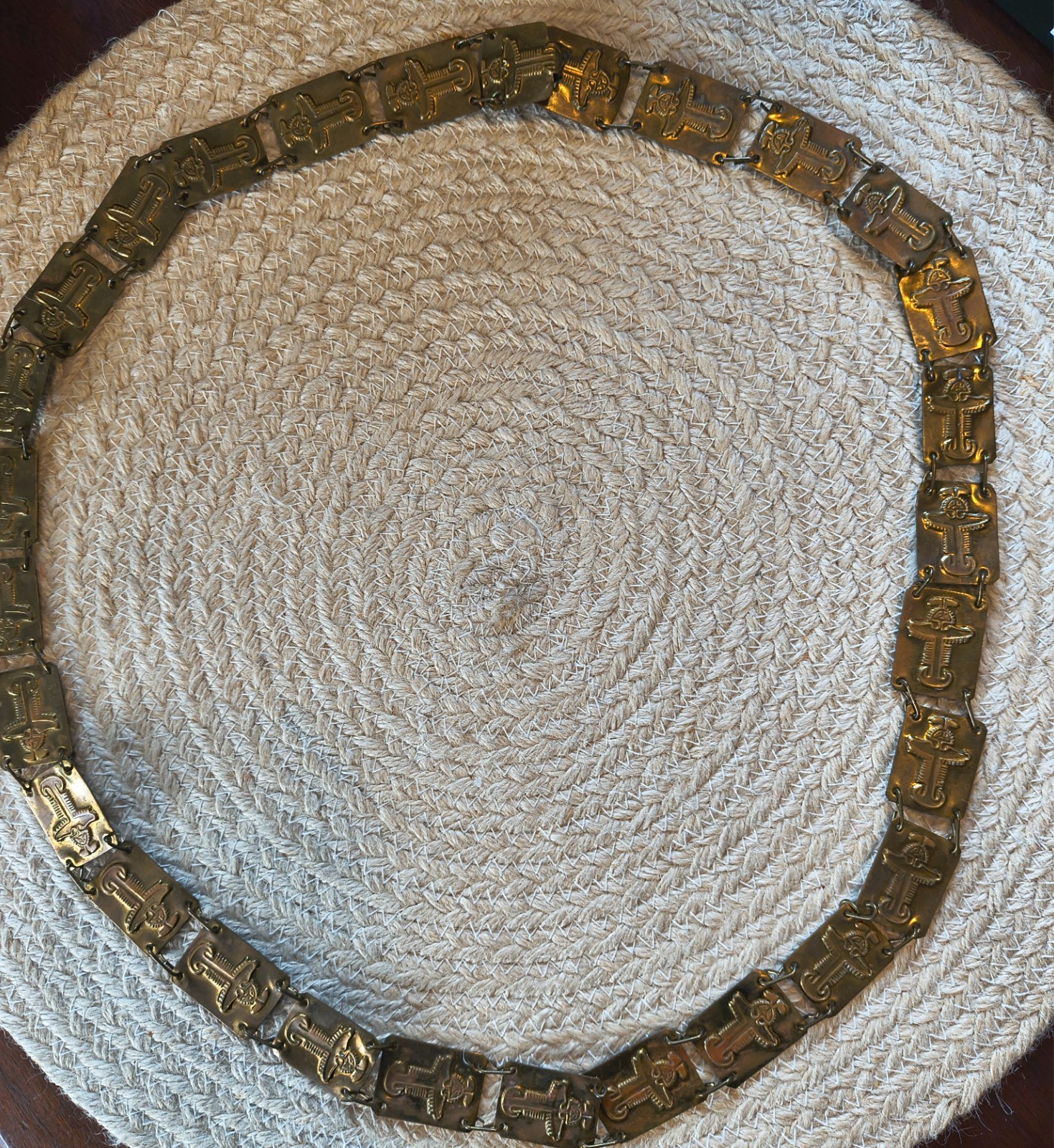 Vintage MCM Brass Link Necklace or Belt Brutalist Modernist