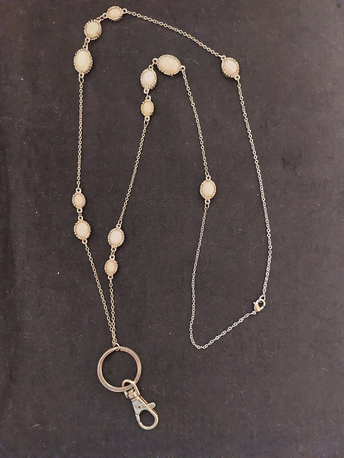 Vintage Style Chain & Encased Bead Lanyard with Swivel Lobster Claw Clasp 38″