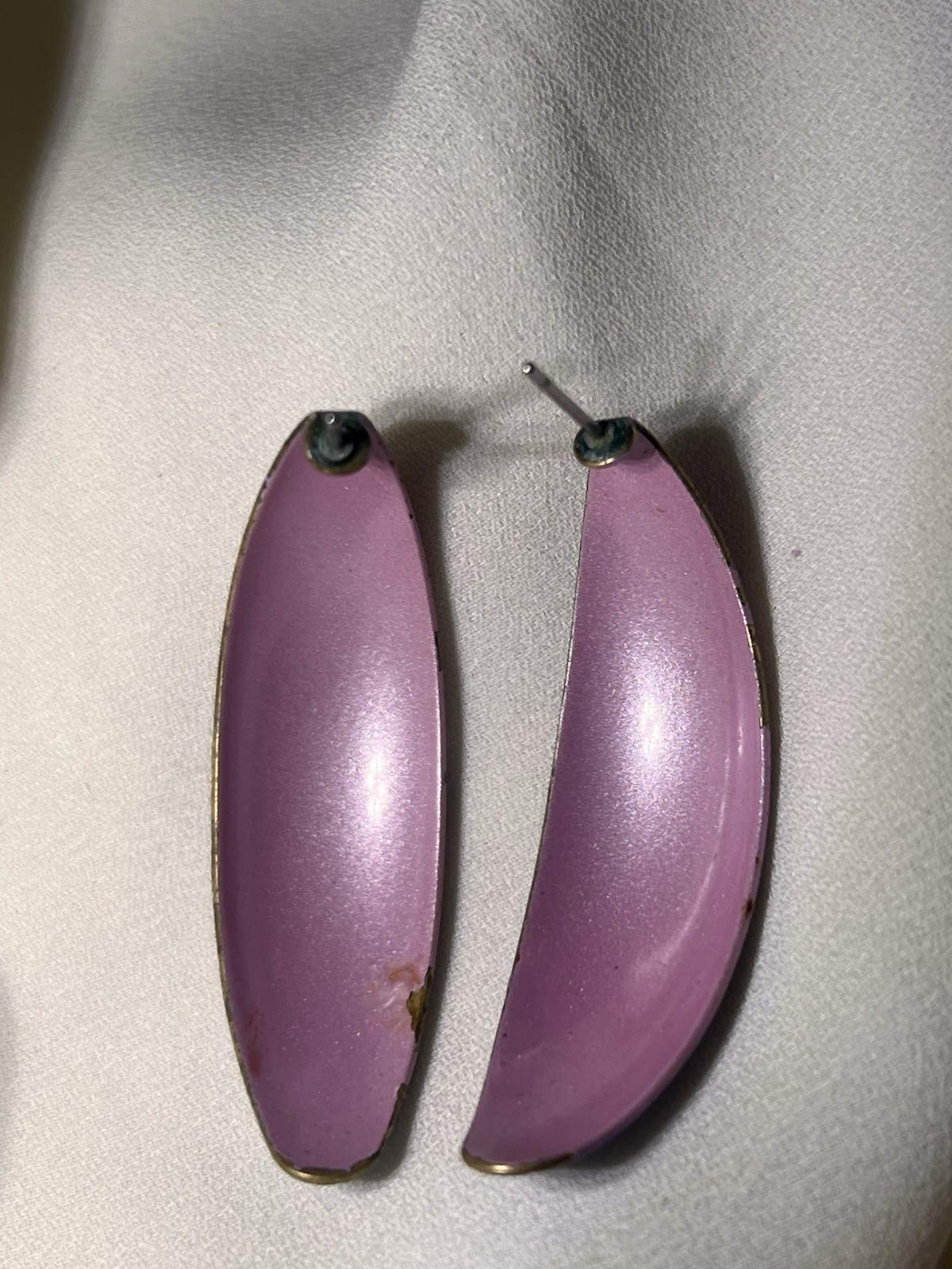 Vintage 80S Hombre, Pink Purple And Blue Retro Statement Earrings