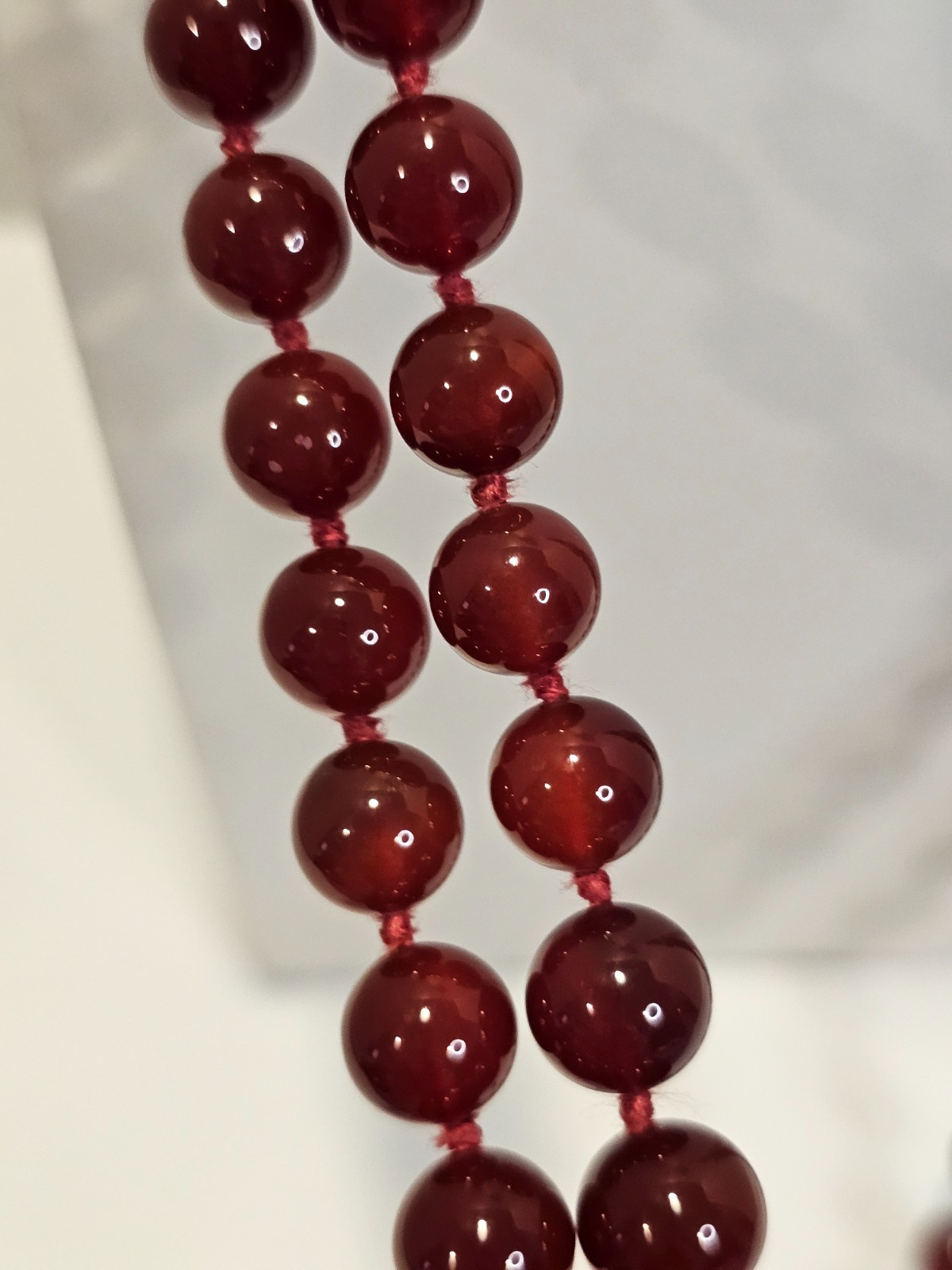 Vintage Carnelian bead necklace sterling gold wash filigree clasp