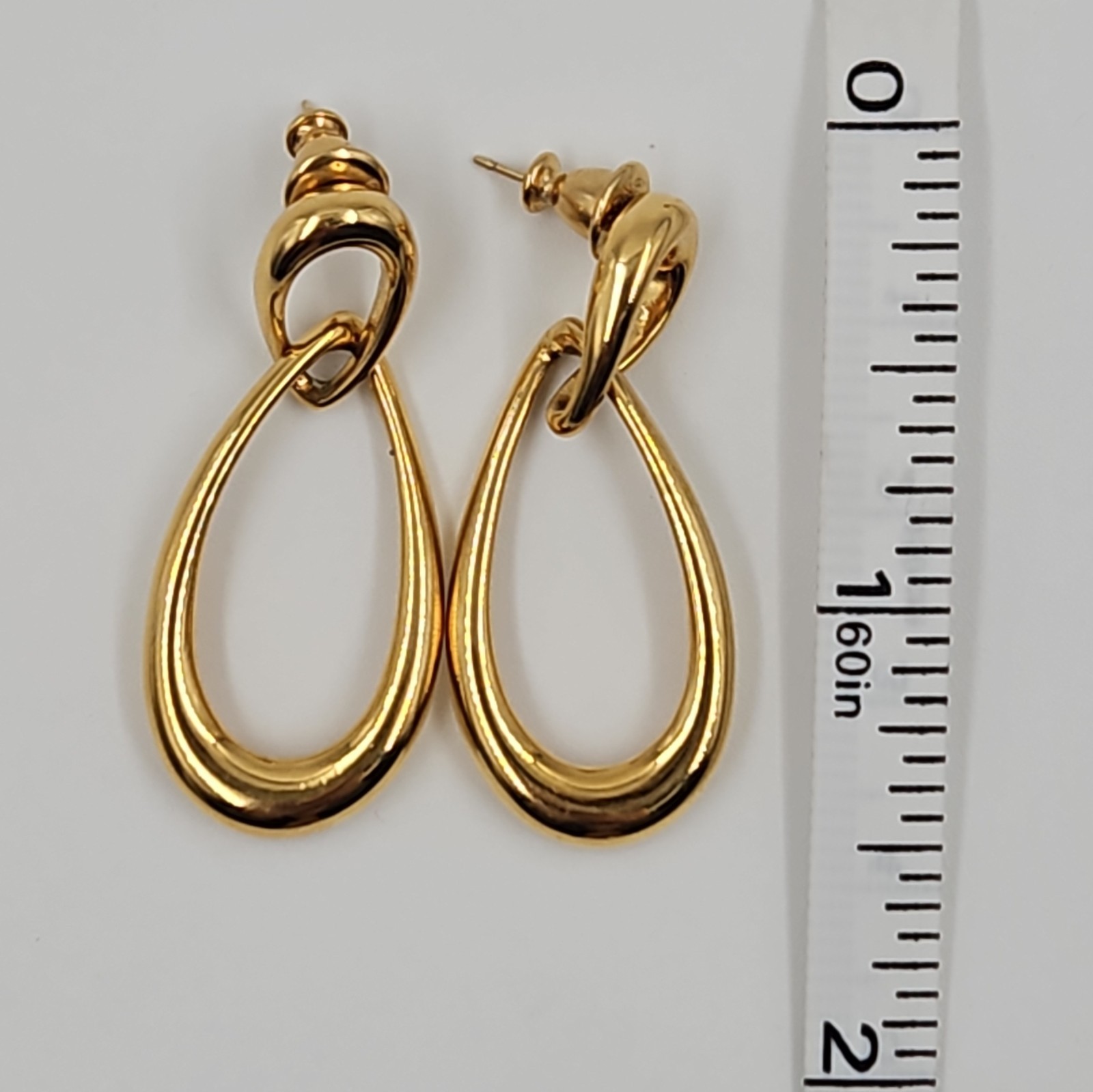 Monet Gold Tone Dangle Hoop Clip-On Earrings – Vintage Style Pierced Jewelry