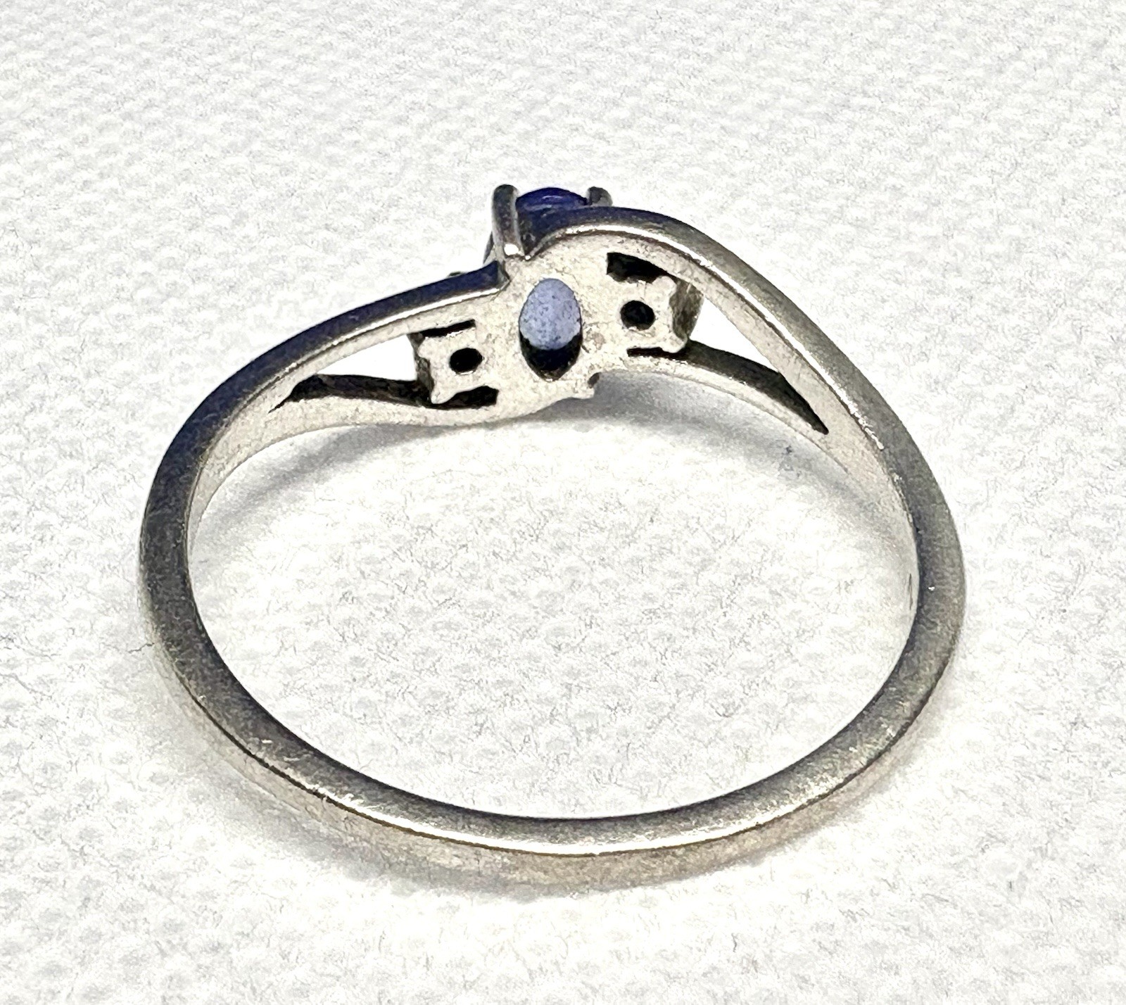 A45 Blue Purple Tanzanite 925 Sterling Silver Bypass Ring size 11 White Topaz