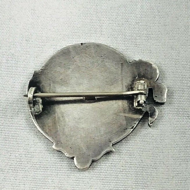 Vintage 900 Sterling with Rubies? Figural Medallion Pin