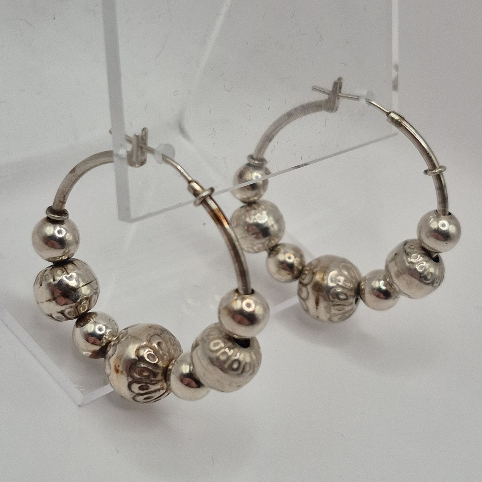 Vintage Relios Sterling Silver 925 Carolyn Pollack Pearl Beaded Earrings