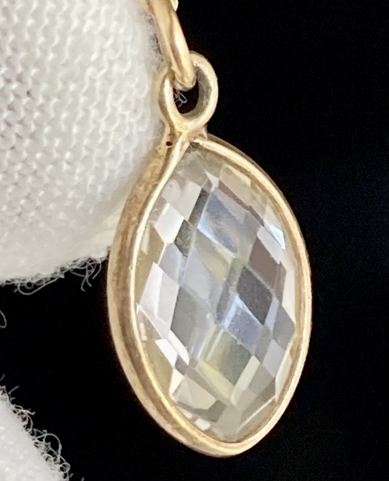 14k Yellow Gold Filled Quartz Pendant Chain Necklace Y Drop 15in plus 4in Drop