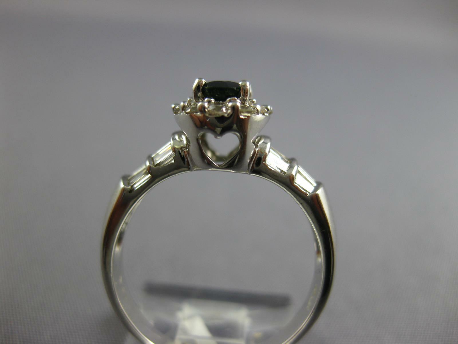 1.52CT DIAMOND AAA SAPPHIRE 14K WHITE GOLD OVAL ROUND & BAGUETTE FRIENDSHIP RING