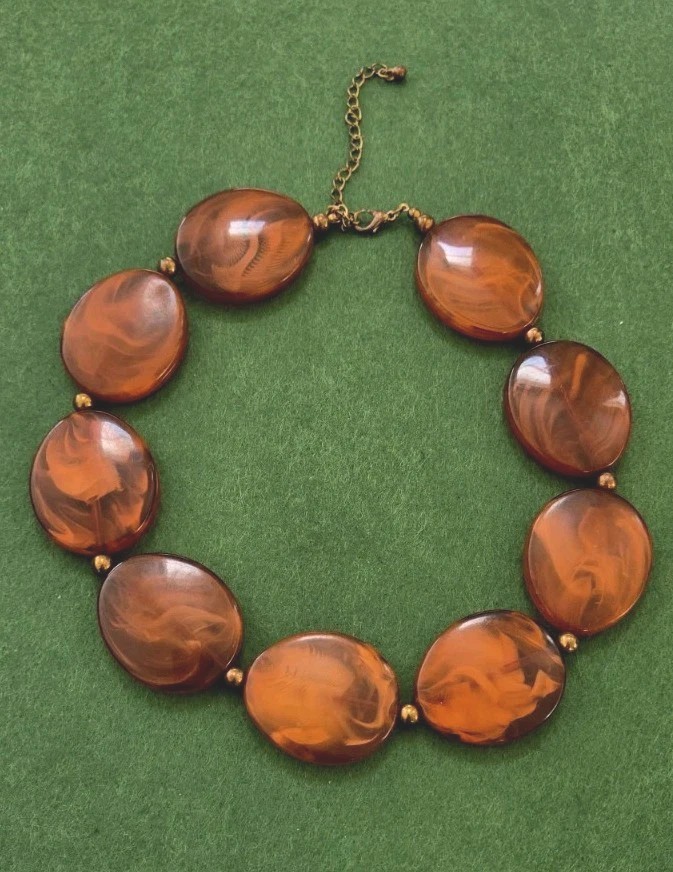 Elegant Beautiful Genuine Chunky Amber Statement Necklace 16 1/4″ – 20″